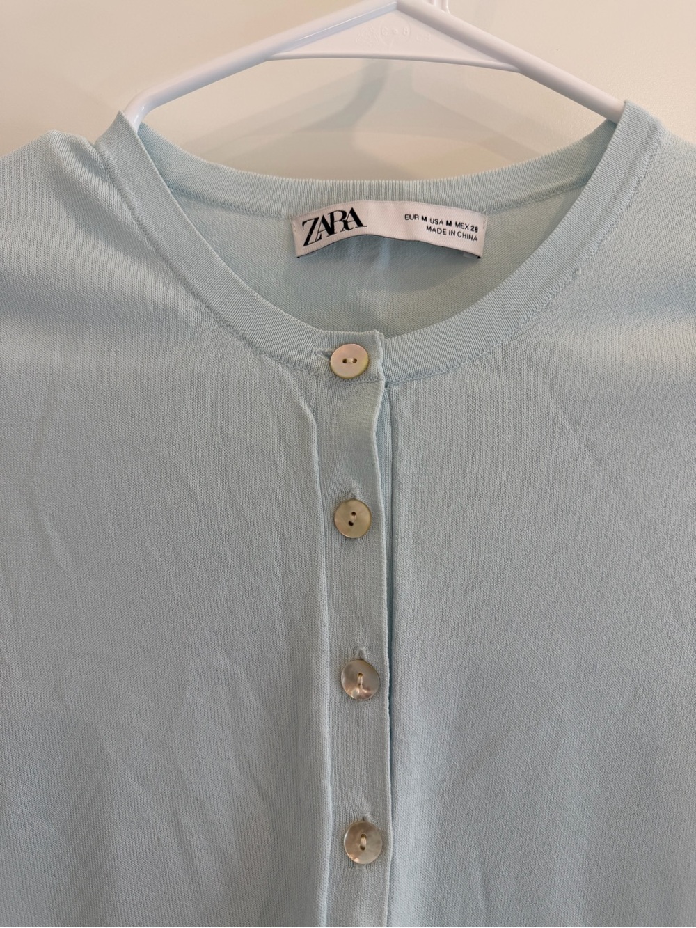 Zara Light Blue Button-Front Casual Shirt